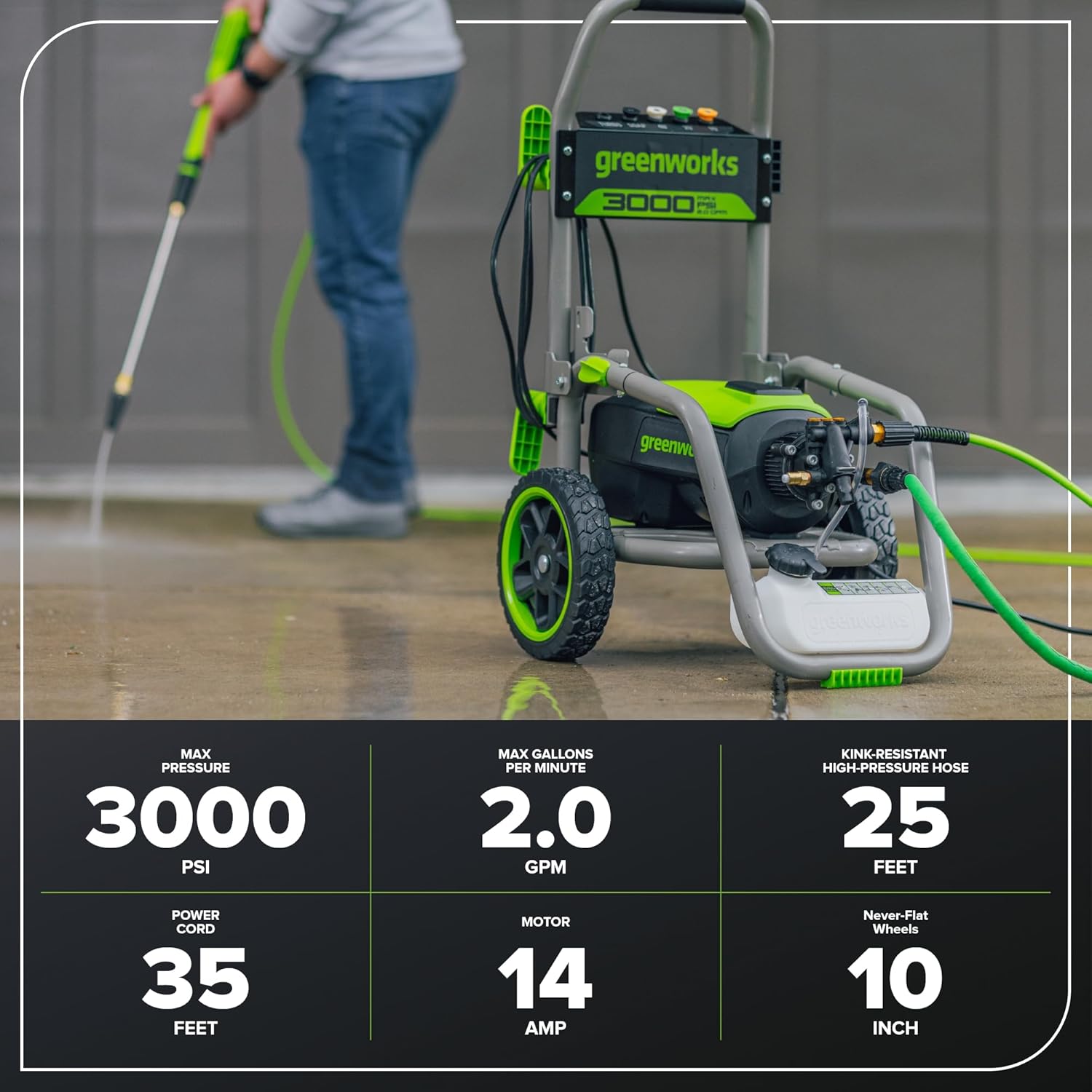 Greenworks 3000 PSI Brushless Electric Pressure Washer (2.0 GPM Max · TruBrushless™ Motor), photo 4 of 7