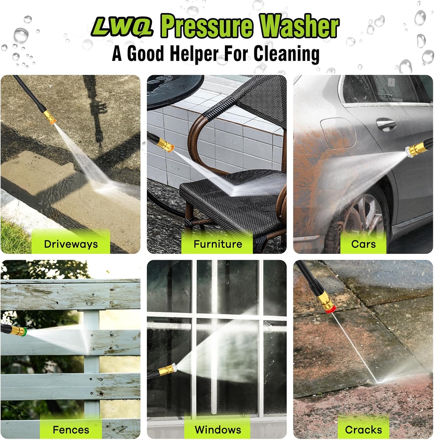LWQ 3800 PSI 2.6 GPM Portable Electric High Pressure Washer (4 Quick Connect Nozzles & Foam Cannon), photo 4 of 7