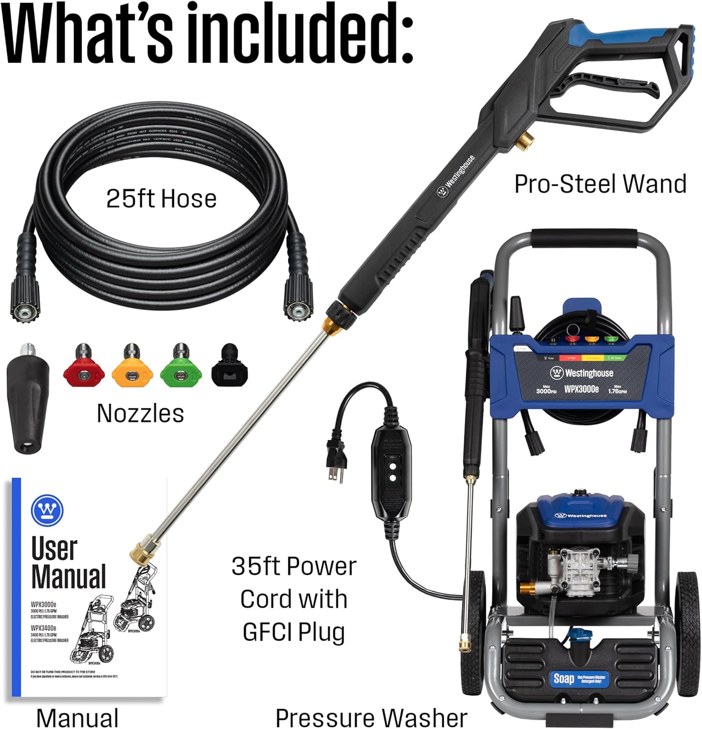 Westinghouse WPX3000e Electric Pressure Washer (3000 Max PSI / 1.76 Max GPM · Induction Motor), photo 6 of 7