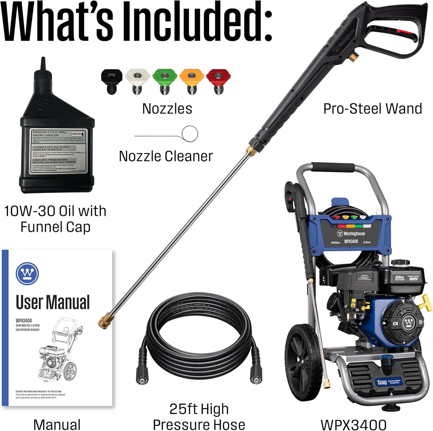 Westinghouse WPX3400 Gas Pressure Washer (3400 PSI / 2.6 GPM · 212cc 4-Stroke OHV Engine), photo 6 of 7